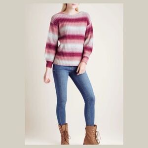 Kensie Womens Striped Ribbed Knit Sweater